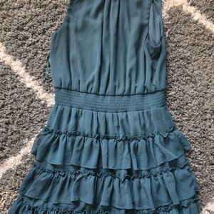 1.STATE Teal Blue Sleeveless Dress with Smocked Detail